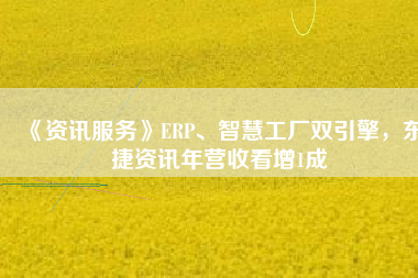 《資訊服務(wù)》ERP、智慧工廠雙引擎，東捷資訊年?duì)I收看增1成