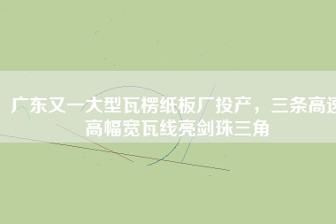 廣東又一大型瓦楞紙板廠投產(chǎn)，三條高速高幅寬瓦線亮劍珠三角
