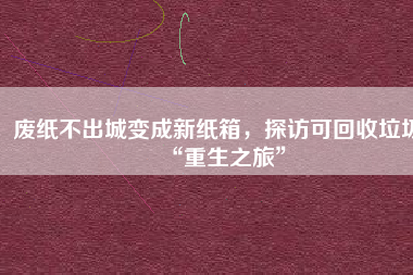 廢紙不出城變成新紙箱，探訪可回收垃圾“重生之旅”
