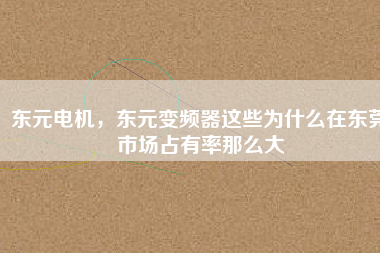 東元電機，東元變頻器這些為什么在東莞市場占有率那么大