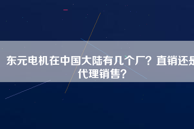 東元電機(jī)在中國大陸有幾個廠？直銷還是代理銷售？