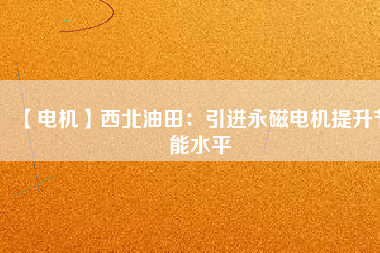 【電機】西北油田：引進(jìn)永磁電機提升節(jié)能水平
          