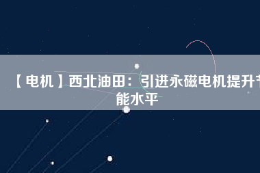 【電機】西北油田：引進(jìn)永磁電機提升節(jié)能水平
          