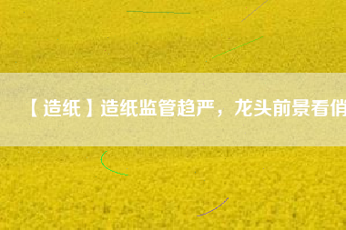 【造紙】造紙監(jiān)管趨嚴(yán)，龍頭前景看俏