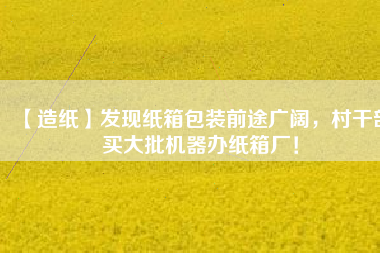 【造紙】發(fā)現(xiàn)紙箱包裝前途廣闊，村干部買大批機(jī)器辦紙箱廠！