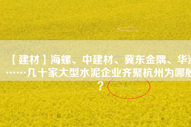 【建材】海螺、中建材、冀東金隅、華潤……幾十家大型水泥企業(yè)齊聚杭州為哪般？