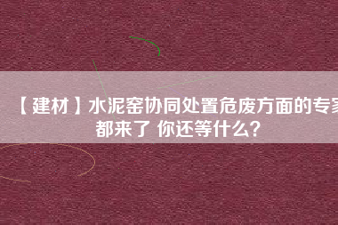【建材】水泥窯協(xié)同處置危廢方面的專家都來了 你還等什么？