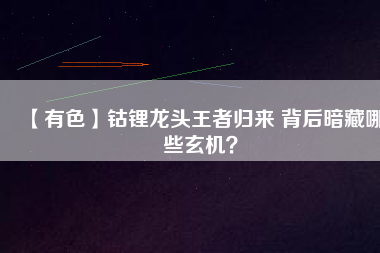 【有色】鈷鋰龍頭王者歸來 背后暗藏哪些玄機(jī)？