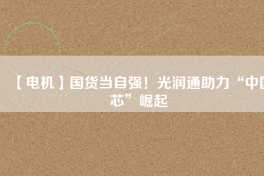【電機(jī)】國(guó)貨當(dāng)自強(qiáng)！光潤(rùn)通助力“中國(guó)芯”崛起
          