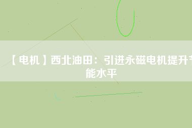 【電機】西北油田：引進(jìn)永磁電機提升節(jié)能水平
          