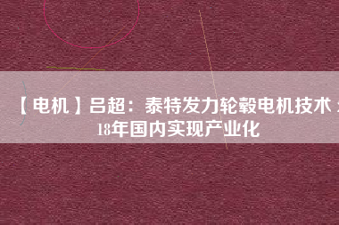 【電機(jī)】呂超：泰特發(fā)力輪轂電機(jī)技術(shù) 2018年國(guó)內(nèi)實(shí)現(xiàn)產(chǎn)業(yè)化
          
