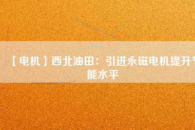 【電機】西北油田：引進(jìn)永磁電機提升節(jié)能水平
          