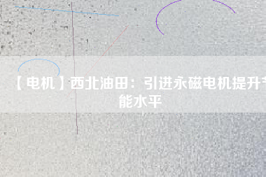 【電機】西北油田：引進(jìn)永磁電機提升節(jié)能水平
          