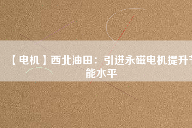 【電機】西北油田：引進(jìn)永磁電機提升節(jié)能水平
          
