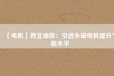 【電機】西北油田：引進(jìn)永磁電機提升節(jié)能水平
          