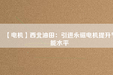 【電機】西北油田：引進(jìn)永磁電機提升節(jié)能水平
          