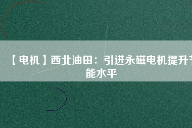 【電機】西北油田：引進(jìn)永磁電機提升節(jié)能水平
          