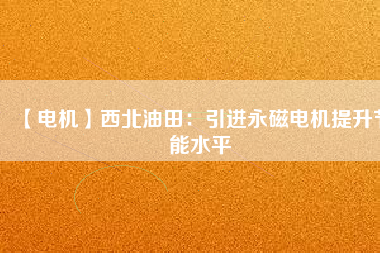 【電機】西北油田：引進(jìn)永磁電機提升節(jié)能水平
          