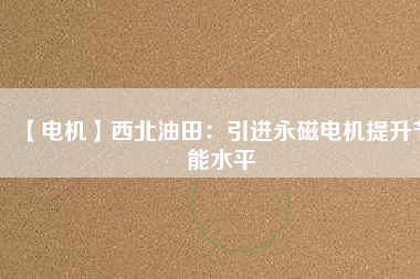 【電機】西北油田：引進(jìn)永磁電機提升節(jié)能水平
          