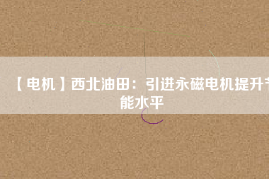 【電機】西北油田：引進(jìn)永磁電機提升節(jié)能水平
          