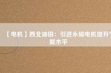【電機】西北油田：引進(jìn)永磁電機提升節(jié)能水平
          