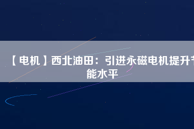 【電機】西北油田：引進(jìn)永磁電機提升節(jié)能水平
          