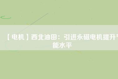 【電機】西北油田：引進(jìn)永磁電機提升節(jié)能水平
          