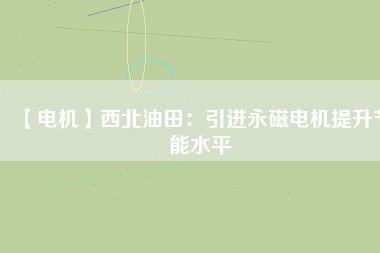 【電機】西北油田：引進(jìn)永磁電機提升節(jié)能水平
          