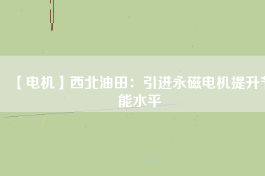 【電機】西北油田：引進(jìn)永磁電機提升節(jié)能水平
          