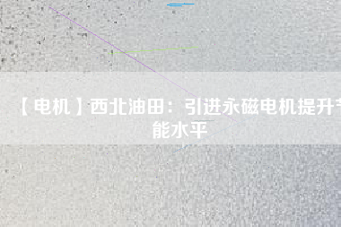 【電機】西北油田：引進(jìn)永磁電機提升節(jié)能水平
          