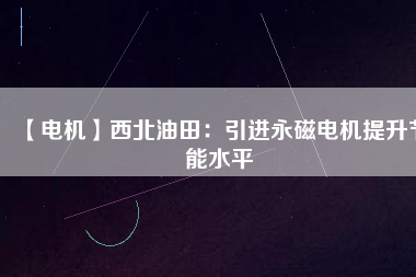 【電機】西北油田：引進(jìn)永磁電機提升節(jié)能水平
          