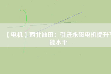 【電機】西北油田：引進(jìn)永磁電機提升節(jié)能水平
          