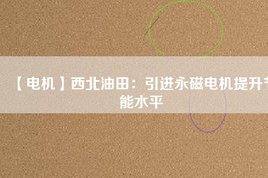 【電機】西北油田：引進(jìn)永磁電機提升節(jié)能水平
          