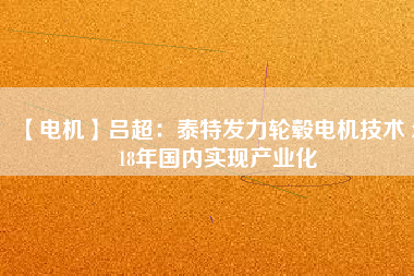 【電機(jī)】呂超：泰特發(fā)力輪轂電機(jī)技術(shù) 2018年國(guó)內(nèi)實(shí)現(xiàn)產(chǎn)業(yè)化
          