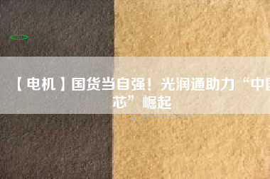 【電機(jī)】國(guó)貨當(dāng)自強(qiáng)！光潤(rùn)通助力“中國(guó)芯”崛起
          