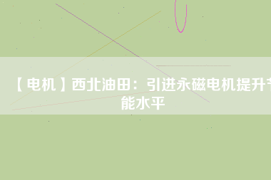 【電機】西北油田：引進(jìn)永磁電機提升節(jié)能水平
          