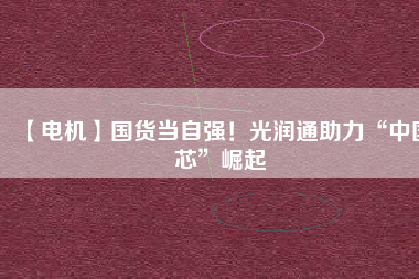 【電機(jī)】國(guó)貨當(dāng)自強(qiáng)！光潤(rùn)通助力“中國(guó)芯”崛起
          