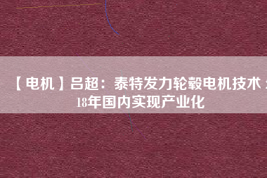 【電機(jī)】呂超：泰特發(fā)力輪轂電機(jī)技術(shù) 2018年國(guó)內(nèi)實(shí)現(xiàn)產(chǎn)業(yè)化
          