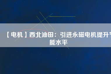【電機】西北油田：引進(jìn)永磁電機提升節(jié)能水平
          