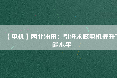 【電機】西北油田：引進(jìn)永磁電機提升節(jié)能水平
          