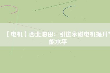 【電機】西北油田：引進(jìn)永磁電機提升節(jié)能水平
          