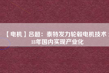 【電機(jī)】呂超：泰特發(fā)力輪轂電機(jī)技術(shù) 2018年國(guó)內(nèi)實(shí)現(xiàn)產(chǎn)業(yè)化
          