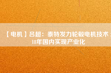 【電機(jī)】呂超：泰特發(fā)力輪轂電機(jī)技術(shù) 2018年國(guó)內(nèi)實(shí)現(xiàn)產(chǎn)業(yè)化
          