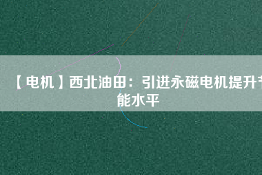 【電機】西北油田：引進(jìn)永磁電機提升節(jié)能水平
          