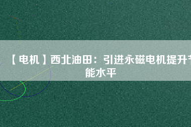 【電機】西北油田：引進(jìn)永磁電機提升節(jié)能水平
          