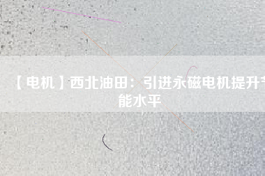 【電機】西北油田：引進(jìn)永磁電機提升節(jié)能水平
          