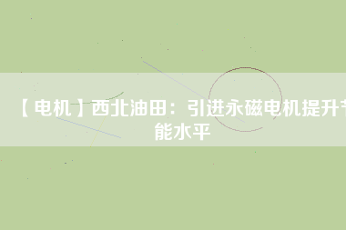 【電機】西北油田：引進(jìn)永磁電機提升節(jié)能水平
          