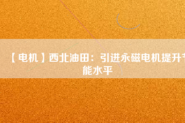【電機】西北油田：引進(jìn)永磁電機提升節(jié)能水平
          