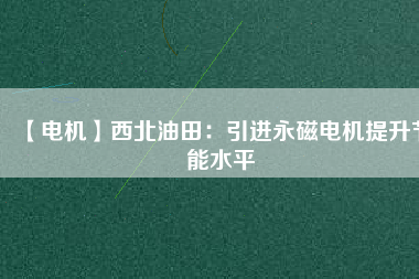 【電機】西北油田：引進(jìn)永磁電機提升節(jié)能水平
          