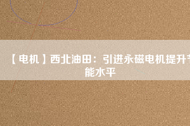 【電機】西北油田：引進(jìn)永磁電機提升節(jié)能水平
          